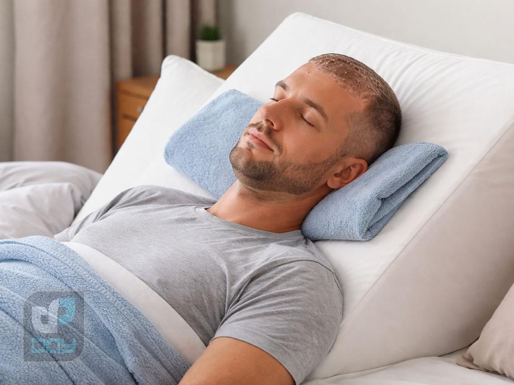 بهترین حالت خوابیدن بعد از کاشت مو؛ راهنمای شب اول و مراقبتهای خواب 1 نحوه صحیح خوابیدن بعد از کاشت مو