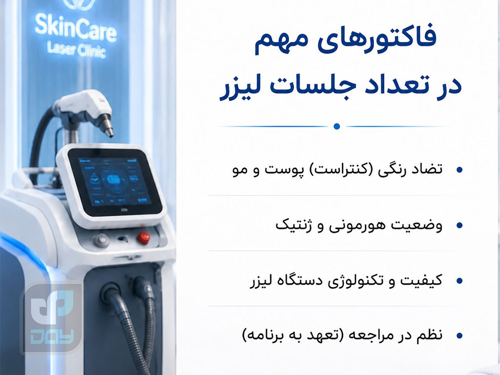 تعداد جلسات لیزر موهای زائد چقدر است؟ 3 فاکتورهای مهم در تعداد جلسات لیزر موهای زائد